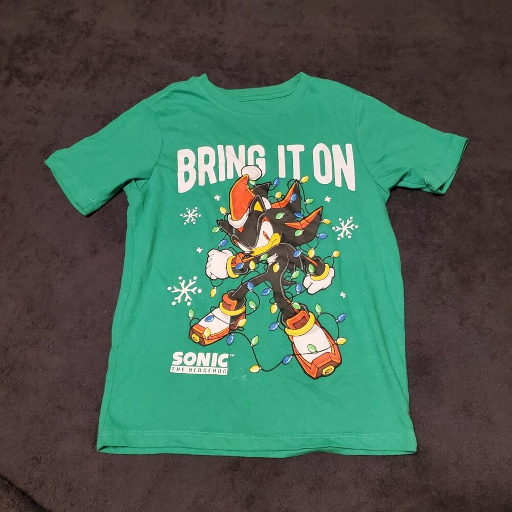 Sonic The Hedgehog Bring IT On Christmas T-Shirt Kids S (6/7) Green